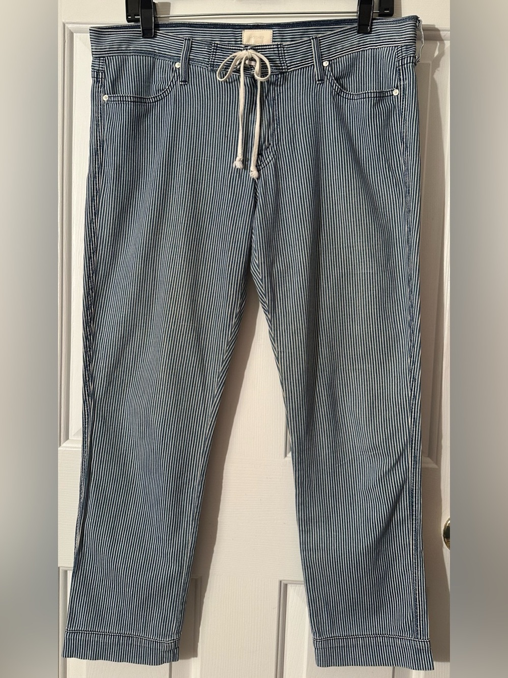 MOTHER 30 Tie Me Up Rascal Down The Road Striped Lo Rise Railroad Skinny Jean - Picture 2 of 14